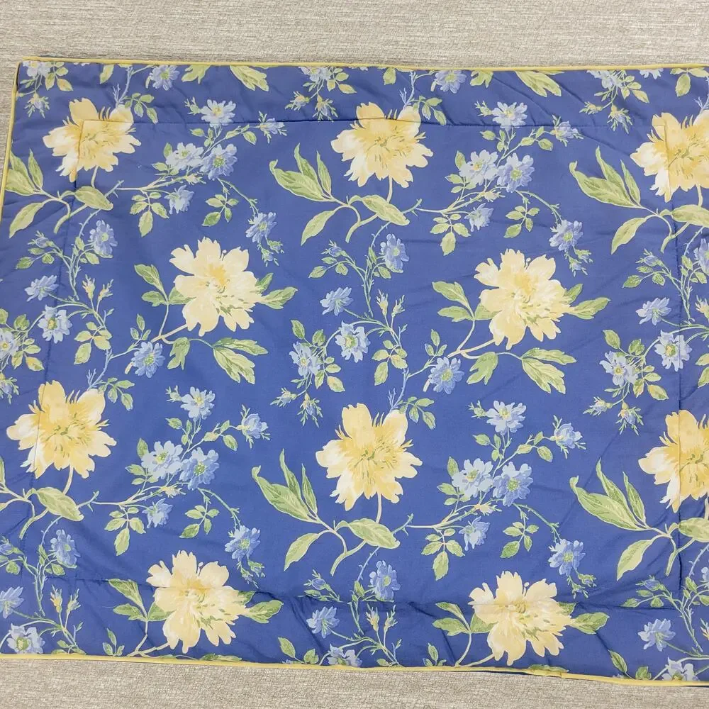 Laura Ashley Cassidy Pillow Shams Standard Blue Yellow Floral Pair Cottagecore
